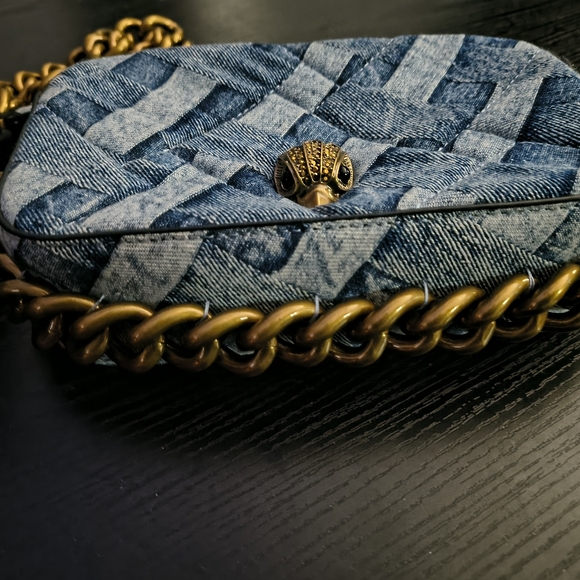 Kurt Geiger Blue Denim Camera Shoulder Bag with Gold Chain - Picture 9 of 10